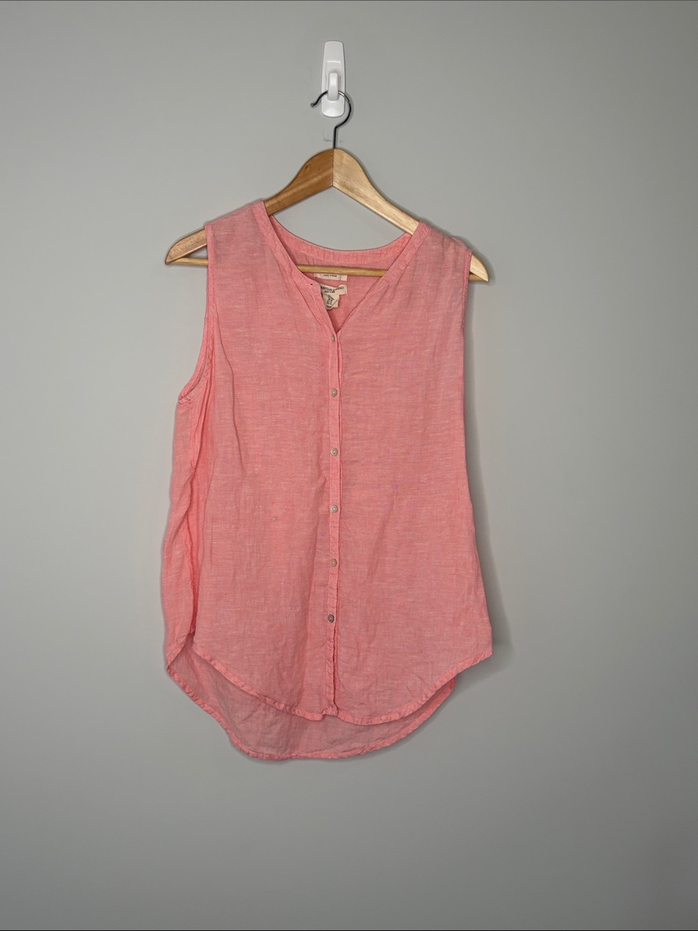 Christian Siriano New York Sleevless Salmon Button Front Crew Neck Tunic M
